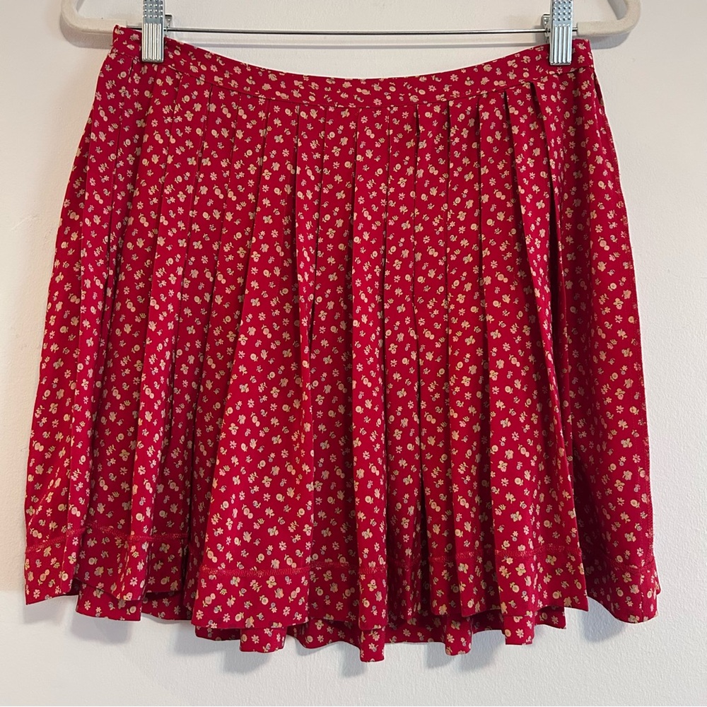 Sandro Red Floral A-Line Skirt